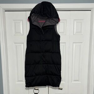 Zara long black hooded vest